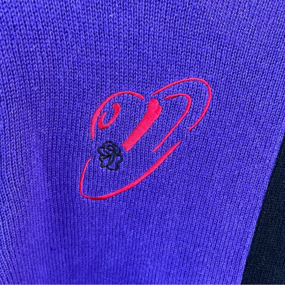 Whimsical purple and black Red Hat Society button-down cardigan. Size XL-1X - Picture 10 of 10